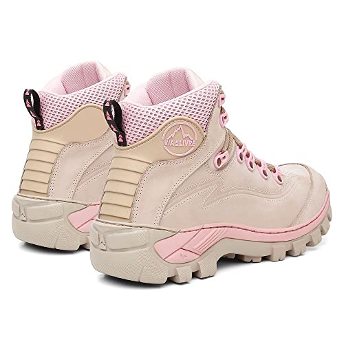 Bota Adventure Feminina Para Trilha Palmilha Gel Bege e Rosa N7 (Bege e Rosa, BR, Adulto, Numérico,