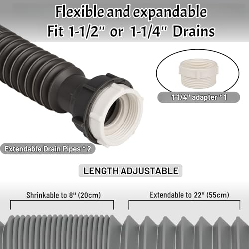COLDDD Garbage Disposal Drain Kit, Elbow Replacement, 1-1/2\" Pipe Diameter, Includes Elbow, Flange, Gasket, Two Screws, and Two Extendable Drain Pipes - Thumbnail 6