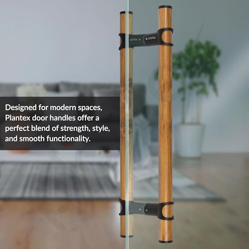 Image of Plantex 18 Inch Main Door Handle /Stainless Steel & Wooden Door Handle /Pull-Push Handle for Door /Office & Hotel - Pack of 1 (DTMD-428, Black & Wood)
