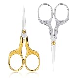 Vintage Embroidery Sharp Scissors 2 Pack, 5 Inches Craft Sewing Scissor Pointed Stainless Steel Mult