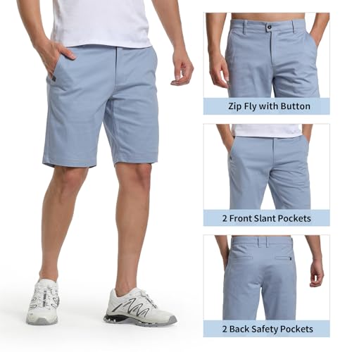 Fixha Short masculino elástico para golfe de 25,4 cm, ajuste clássico, de algodão de secagem rápida,