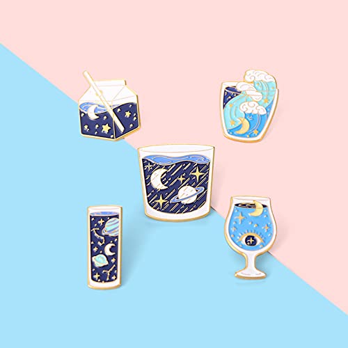 COLORFUL BLING 5 Pcs Enamel Pins Set Cute Solar System Laple Pin Explore Space Universe Planet Cartoon Brooch Pin Badges for DIY Clothes Bag Hat Jacket Backpack Accessories Gifts2