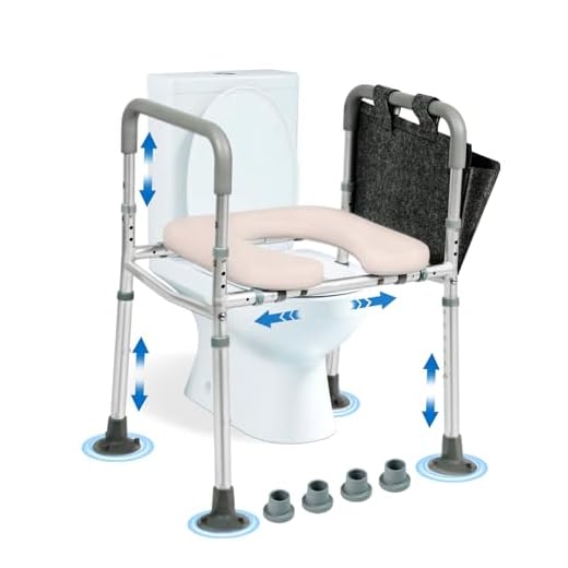 NJUN Raised Toilet Seat with Handles, Width and Height Adjustable Toilet Seat Riser with Padded Seat and Aluminium Frame, Toilet Aids for Disabled and Elderly
