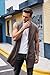 COOFANDY Men's Cardigan Lightweight Ruffle Shawl Collar Sleeveless Open Front Vest Long Drape Cape Coffee