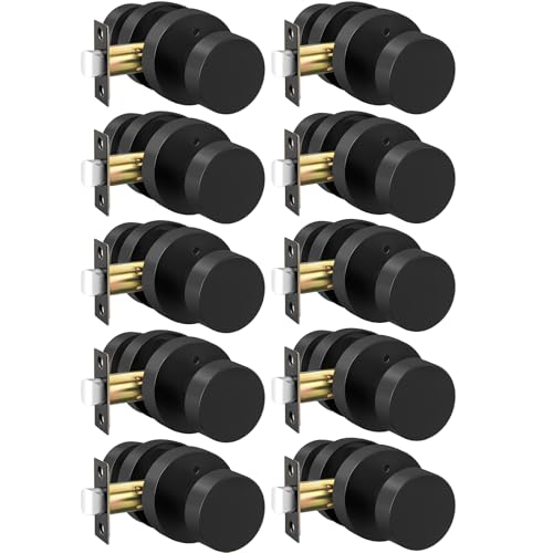 Haidms Matte Black Door Knobs Interior Privacy Door Knobs 10 Pack