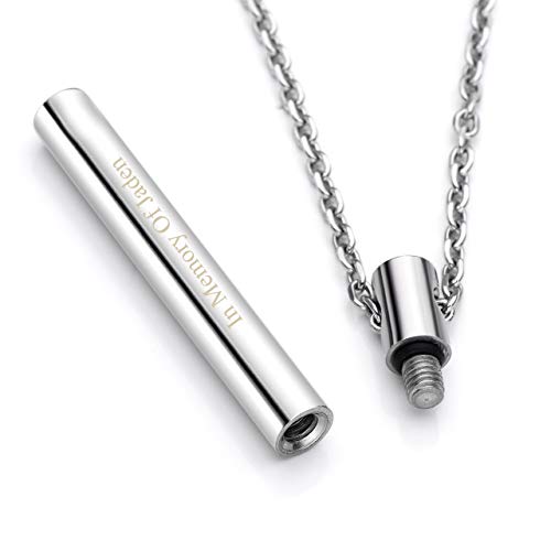Jovivi Personalized Custom Name Stainless Steel Minimalist Bar Urn Necklace Pendant Memorial Ashes Keepsake Exquisite Cremation Jewelry #TOP4