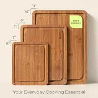 ROYAL CRAFT WOOD Wooden Cutting Boards for Kitchen Meal Prep & Serving - Bamboo Non Toxic Cutting Board Set with Deep Juice Groove Side Handles - Charcuterie & Chopping Butcher Block for Meat (3 Pcs) — image 3