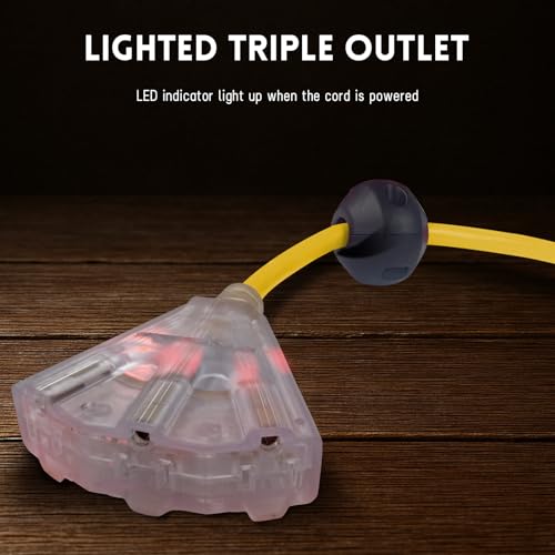 EP Wysuwany bęben przedłużający, 2,5 m, 14 AWG/3C, SJTOW, wytrzymały kabel sieciowy, wyłącznik ochronny 10 amperów, 3-podświetlane potrójne gniazda, montaż sufitowy lub ścienny, do wnętrz i