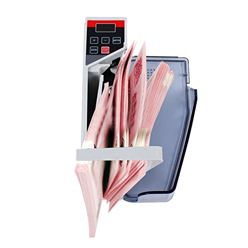 Contador De Billetes Contador De Dinero Máquina De Contar Dinero Mini Automático Portátil Profesional, Pantalla LED, ADD modo añadido+lote, Adaptador y Batería, 600 Billetes/Minuto