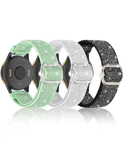 Bling �L�k���i�C�����o���h Garmin Vivoactive 5/Vivoactive6/Forerunner 55/165/245�ɑΉ� 20mm �_�炩���L�k�� �L���L�� ���߉\�Ȍ����p�X�g���b�v Garmin Venu Sq 2 �E�H�b�`�o