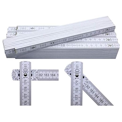 5 Stück Zollstöcke Zollstock 2 Meter mit 90°/180° Winkeleinrastung und Winkelskala (30°/45°/60°/75°/90°) - Adga 250 plus Markenzollstock 2m aus Buchenholz - weiß ohne Werbeaufdruck