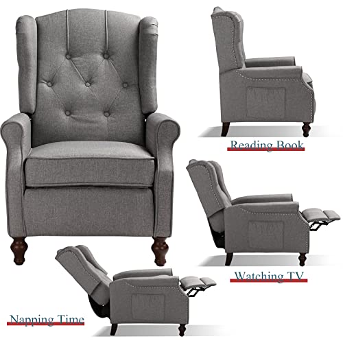 Oqqoee Accent Chair Reading Wingback Chair Set Of 2 With Massage And Heat Fabric Push Back Recliner Club Chair Diamond Tufted Armchair, Side Pockets, Footrest, Wooden Legs, Living Room(2, Grey) #TOP3