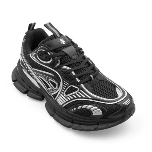 Image of Red Tape Men's Sneakers Grey Black Mesh Pu Round Toe Lace-Up