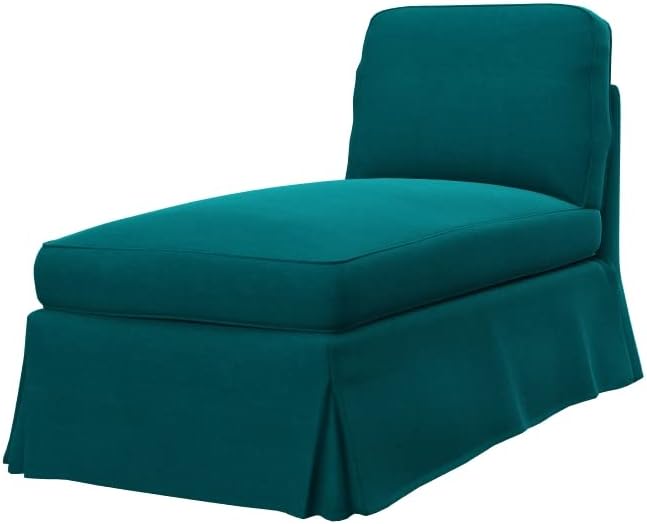 Soferia Replacement Compatible Cover for Ektorp Free Standing Chaise Longue, Fabric Naturel Blue
