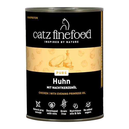 catz finefood Purrrr Huhn Monoprotein Katzenfutter nass N° 103, für ernährungssensible Katzen, 70% Fleischanteil, 6 x 400g Dose