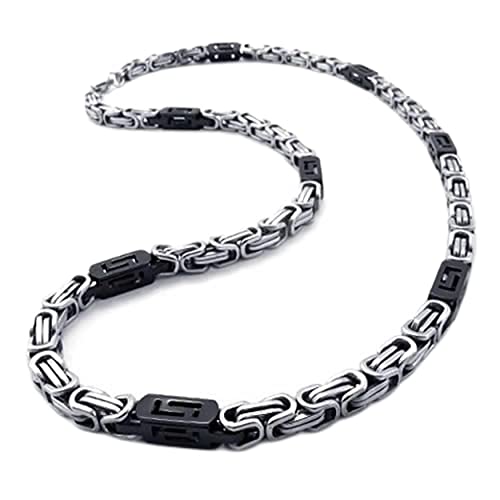 Collier chaîne acier inoxydable homme cadeau idéal lien argent noir