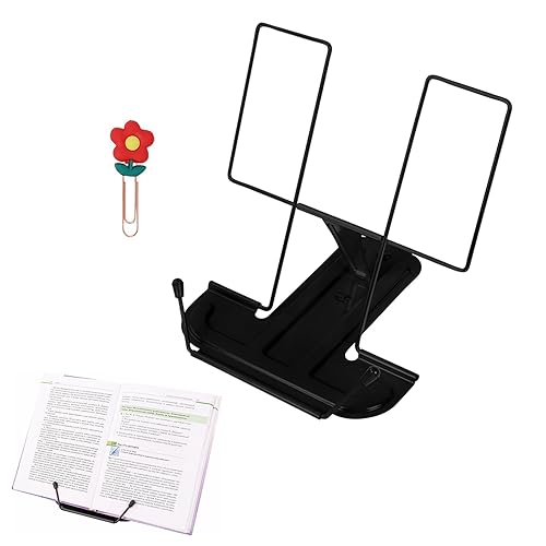 Soporte de Libro Metal,Soporte Libro para Lectura,Soporte Lectura,Atril para Libros de Metal Plegable,Atril de Lectura,Porta Receta Atril para Libros,Atril Portatil,para Recetas Leer Tablet