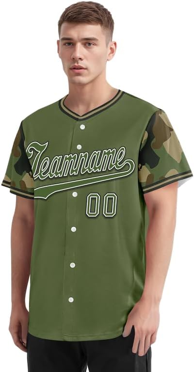 Custom Camouflage Baseball Jersey for Men Button Down Baseball Shirts Sports Uniform Personalized Jersey Name Number