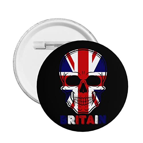 12PCS Skull Britain British Flag pin 2.35 inch Round Badge
