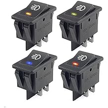 Car Auto Fog Light Rocker Toggle Switch B35 DC 12V 35A 4Pins LED Dashboard LED Color Red Green Amber Blue White Color Yellow