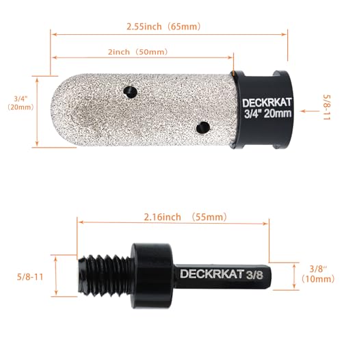 3/4” Diamond Finger Milling Bit, 20mm Round Dry Grinding Bit for Angle Grinders and Drills to Enlarge Shape Holes & Bevel Edges in Porcelain Ceramic Granite Tile, w/ 5/8-11 Thread & 3/8" Hex Shank by DECKRKAT - Used condition - Image 2
