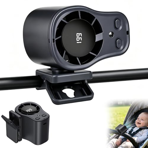 xinrongda Car Clip on Air Conditioner Fan Portable Air Conditioner for Cars with Led Display with 360 Rotation 199 Speeds Adjustable USB Rechargeable Car Fan for Car Home Office and Desk (Black)