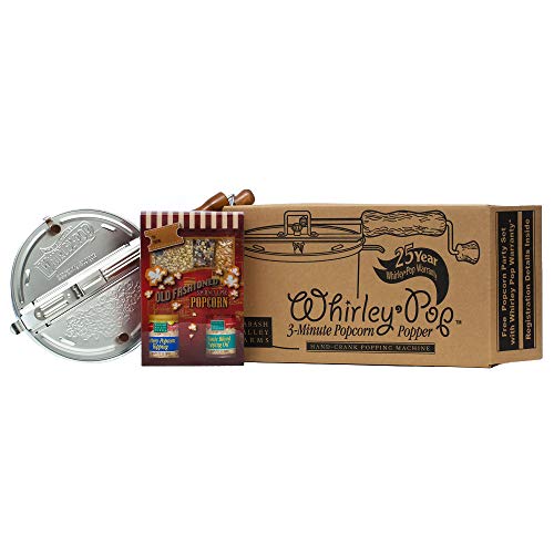 Original Whirley-Pop Starter Set - Metal Gear - Silver - Old Fashioned Popcorn Kit #TOP16