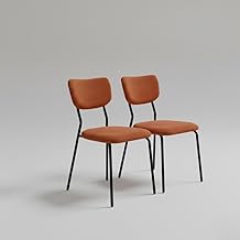 Creative Orange Fabric Dining Chair Set of 2 | Upholstered Fabric Seat & Backrest | Metal Legs with Powder Coated Finish | 1.47 Feet Seating Height | Modern Kitchen, Cafe, Restaurant & Office Chair