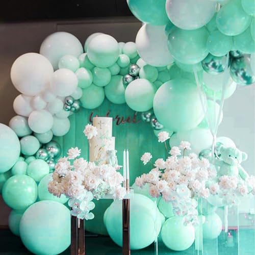 Image of PartyWoo Mint Balloons, 100 pcs Pastel Teal Different Sizes Pack of 36 Inch 18 Inch 12 Inch 10 Inch 5 Inch Pastel Turquoise for Balloon Garland or Arch as Party Decorations, Mint-Q03