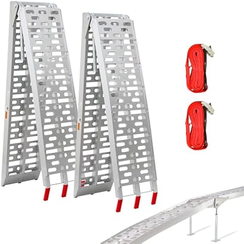 PENSUN Truck Loading Ramps with Support Legs, 7.5FT Aluminum Folding Ramps with 2650lbs Max Loading, Upgraded ATV Loading Ramps for Pickup Truck, Motorcycles, Dirt Bikes, Lawnmowers, Snowblower / 2Pcs Cover