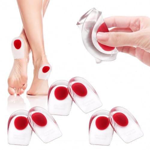 Image of Heel Cups for Heel Pain Relief, 3 Pairs Shock Absorbing Silicone Gel Heel Pads for Plantar Fasciitis, Non-Slip Heel Cushions Insert for Women, Support for Boots Sneakers Dress Shoes