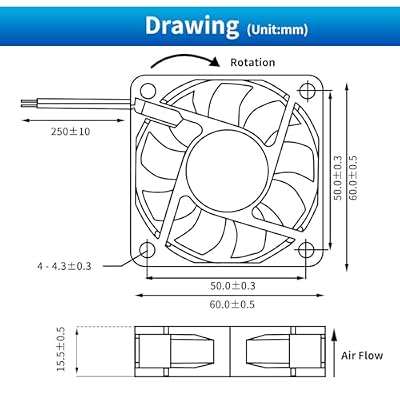 Wathai DC Exhaust Cooler Fan 60mm x 60mm x 15mm 12V 2Pin Brushless Cooling Fan
