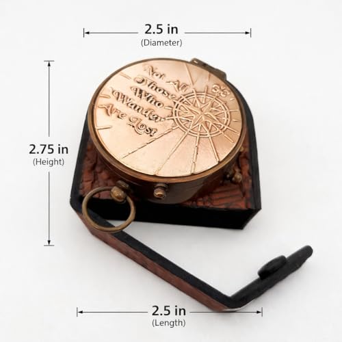 Brújula Náutica Vintage de Latón Sólido y Cuero con Estuche miniatura 3