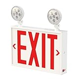 Garrini New York Approved Letter 8" Steel LED Emergency Light Exit Sign Combo Adjustable Lamps Heads, 120-277V, Single and Double Faces, Fire Resistant UL Certified NYC-2000 (2 Heads)