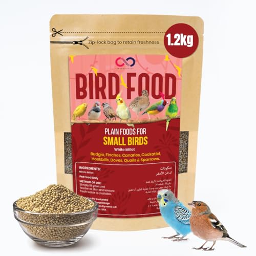 Brandsfinity 1.2kg Bird Food for Small Birds White Millet Bird Feed for Budgies Canaries Zebra Finches Love Birds Birdhouses Outdoor Feeders