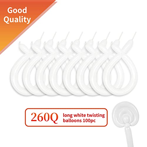 Image of 260 Balloons White Twisting Animal Balloon Thickening Latex Modeling Long Magic Balloon for Animal Model Skinny Clown Christmas Birthday Wedding Party Garland Decorations 100pcs