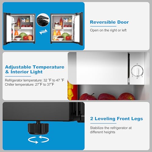 Walsh Compact Refrigerator, Single Door Mini Fridge, Energy Efficient, Adjustable Mechanical Thermostat with Chiller, Reversible Doors and Leveling Front Legs, 1.7 Cu Ft., Black on Fridge.com
