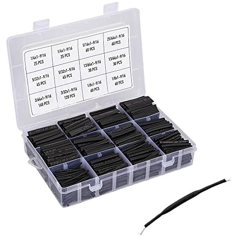 720 PCS Heat Shrink Tubing Kit, Heat Shrink Tubes Wire Wrap, KOOWIN Ratio 2:1 Electrical Cable Wire Kit Sleeve Assortment with Box Set Insulation Protection (8 Sizes Assorted, Polyolefin Black) Cover