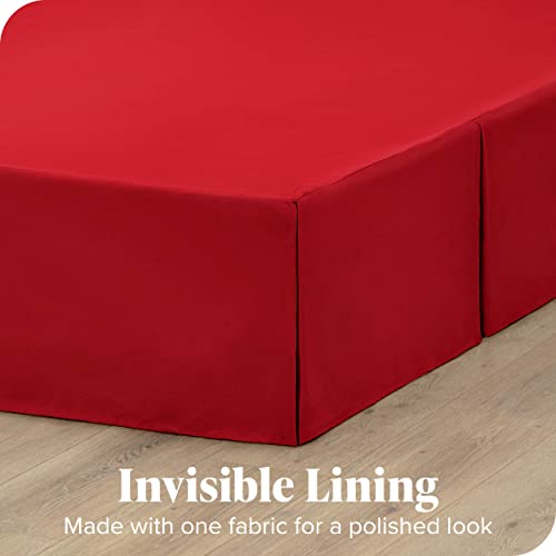 Bare Home Pleated Queen Bed Skirt - 15-Inch Tailored Drop Easy Fit - Bed Skirt For Queen Beds - Center & Corner Pleats (Queen, Red) #TOP2