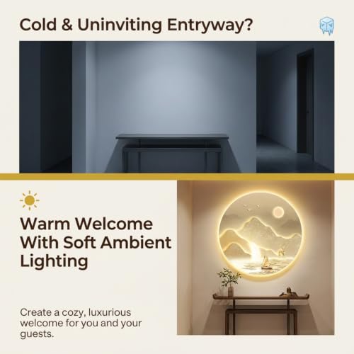 Crystal porcelain 3D LED Round Wall Sculpture for Living Room