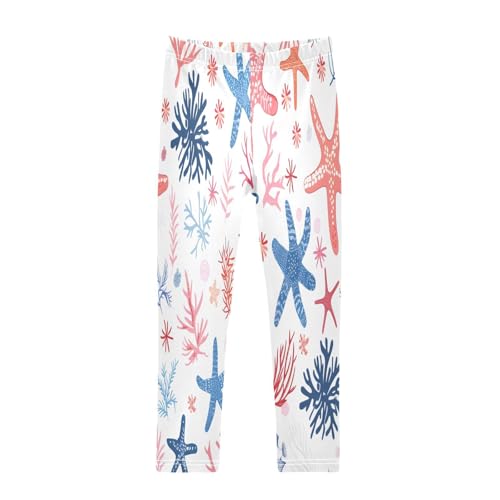 Bolaz Toddler Girls Leggings Printed Yoga Pants Leggings Blue Pink Starfish for Kids