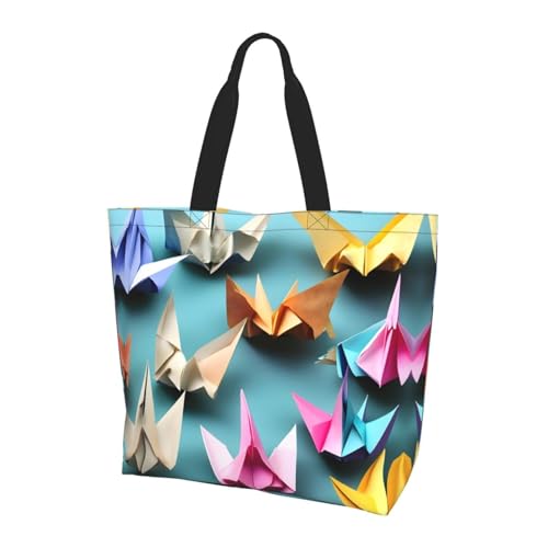 LLOTPQ Bolsa de hombro con estampado de aldea de carnaval de Navidad, bolsas de mano para mujer, accesorios de compras y viajes, perfecto para la vida cotidiana y mucho más, Grúa de papel origami