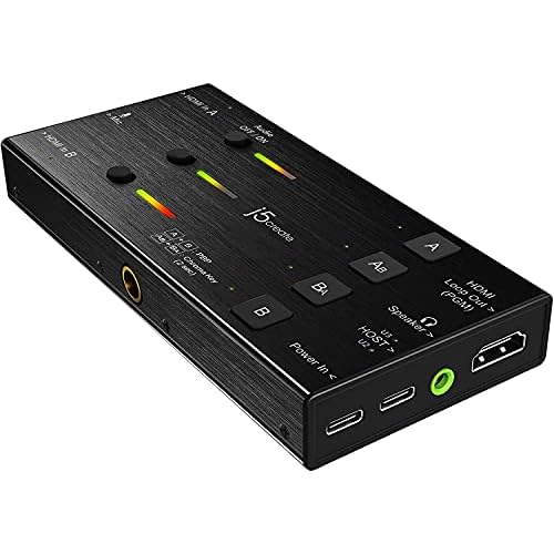 j5create Live-Videoaufnahmekarte JVA06 - Dual HDMI zu USB-C, unterstützt 1080p 60Hz Video- und Audioaufzeichnung, Stromversorgung 60W Pass Through, ideal für PC Xbox Playstation Android-Spiel