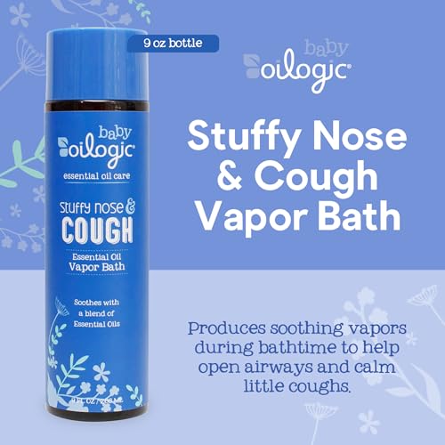 Image of Oilogic Stuffy Nose & Cough Essential Vapor Bath for Babies & Toddlers | Gentle Bath Baby Essentials Calms, Soothe & Comfort - Pediatrician-Tested Baby Care Products - Safe for Babies