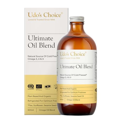 Premium Natural Source of Vegan Omega 3, 6 & 9 – Udo's Choice Ultimate Oil Blend - Cold Pressed – Plant-Based – Unprocessed – Supports Optimum Health – 500ml