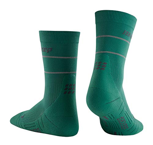 CEP reflective mid-cut socks, green, women IV4