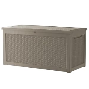 Outdoor Storage Box Waterproof, 320 Gallon Lockable Resin Deck Box Large, Patio Storage Bin for Pool Accessories Cushion Furniture, Garden Tools, UV-Resistant Outside Delivery Grey