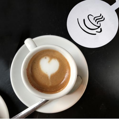 GORGECRAFT 4 Styles Coffee Latte Decorating Stencils Stainless Steel Chocolate Heart Leaf Metal Cookie Cocktail Stencils Barista Cappuccino Tools Foam Art Templates for Cup Cake Birthday Cake