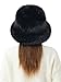 LA CARRIE Women's Fuzzy Wide Brim Faux Fur Bucket Hat Winter Warmer Fisherman Cap(Black)