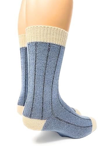 WARRIOR ALPACA SOCKS - Women's Two Color Baby Alpaca Wool Wide Ribbed Comfort/Bed Socks - Color Block2